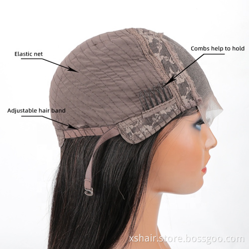 XuShang Wholesale 130-180% Density Straight 4*4 Lace Closure Human Hair Lace Front Wig Brazilian Hair